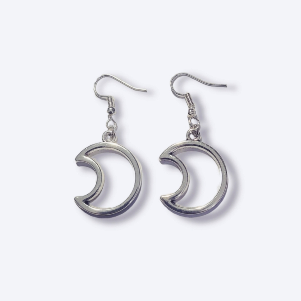 Moon Crescent Moon Dangle Silver Earrings for Women